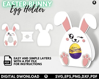 SVG Rabbit Egg Holder | SVG Egg Holder | Bunny SVG | Kids Party Favor Svg | Easter Bunny Svg | Instant Download | svg, eps, dxf, pdf