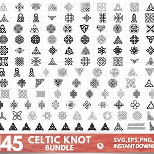 Keltische SVG knopen klaverblaadjes en kruisen bundel, Celtic voor Cricut, vintage Celtic Heritage Designs, Druid line art, cut-bestand, digitale download