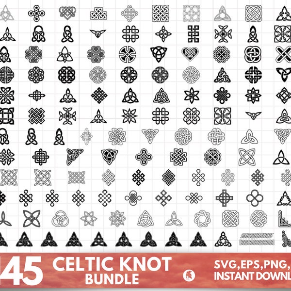 Keltische SVG Knoten Klee und Kreuze Bundle, keltisch für Cricut, Vintage keltisches Erbe Designs, Druide Linie Kunst, geschnitten Datei, digitaler Download