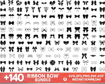 Ribbon Bow SVG Bundle, Ribbon SVG, Bow svg, Hair bow svg, Bow Tie SVG, Png, Svg Files for Cricut, Silhouette, Present Bow svg, bow vector