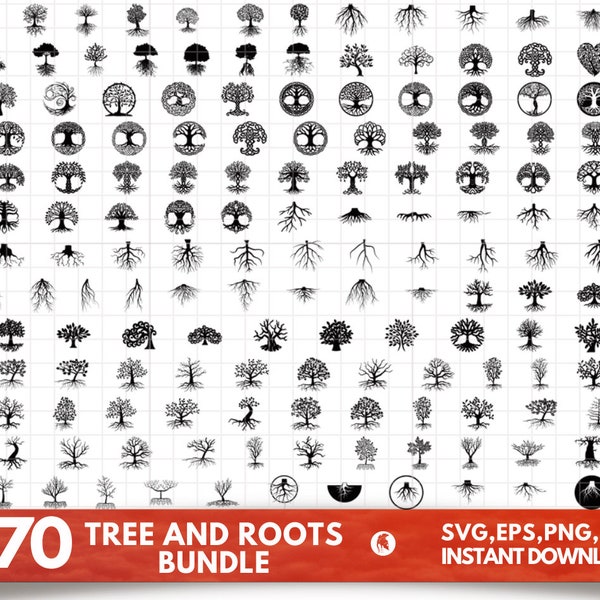 Arbre avec Roots SVG Bundle, Roots dxf, Roots png, Roots eps, Roots vector, Roots svg, Tree roots svg, Tree root svg, Tree roots imprimable