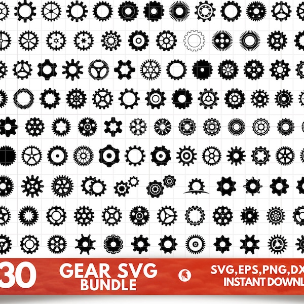 Gears SVG Bundle - Gears PNG Bundle - Gears Clipart - Gears SVG Cut Files pour Cricut - Gears Silhouette - Gear Shapes Svg - Metal Gears Svg