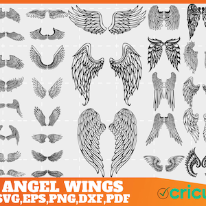 Angel Wings Svg Bundle, Angel Wings Clip Art, Wings Cut File For Silhouette, Angel Wings Bundle, Wings Svg Png Dxf,memorial svg