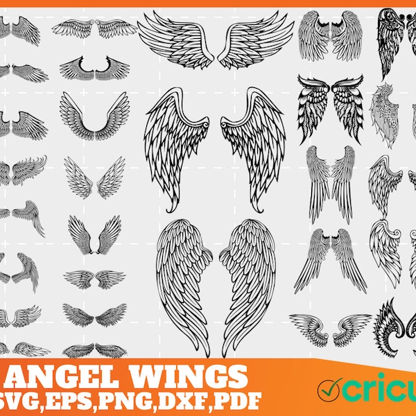 Angel Wings Svg Bundle, Angel Wings Clip Art, Wings Cut File For Silhouette, Angel Wings Bundle, Wings Svg Png Dxf,memorial svg