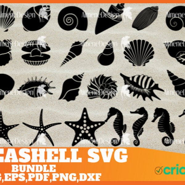 SEASHELL SVG / Seashells svg / Seashell svg file / Ocean svg / Marine / Clipart, decal, stencil, vinyl, cut file, silhouette, eps, dxf, png