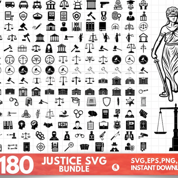 Justice SVG Bundle, Scale Of Justice SVG, Law Svg, Lady Justice Svg, Judge Svg, Gavel Svg, Courthouse SVG, Tribunal Svg, Justice Scales