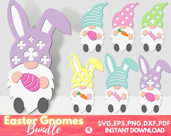 Easter Gnome svg, Easter Gnomes svg, Easter Gloworge svg, Easter svg Files For Cricut, Easter Laser Cut Files, Gnome Hangers svg, Gnome dxf