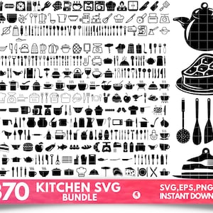 Cuisine SVG Bundle - cuisine PNG Bundle - clipart cuisine - cuisine SVG coupe fichiers pour Cricut, silhouette cuisine, vecteur de cuisine