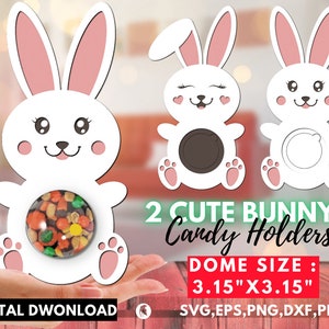 2 Bunny Candy Holder Svg, DIY Candy Holder Svg, Easter Candy Holder, Cut File pour Cricut ou Silhouette