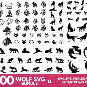Wolf SVG Bundle - Wolf PNG Bundle - Wolf Clipart - Wolf SVG geschnitten Dateien für Cricut - Wolf Silhouette - Wolf Kopf - Wolf Gesicht