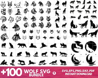 Wolf SVG Bundle - Wolf PNG Bundle - Wolf Clipart - Wolf SVG Cut Files for Cricut - Wolf Silhouette - Wolf Head Svg - Wolf Face Svg Cut File