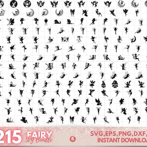 214 Fairy Silhouette SVG Bundle, Fairy Silhouette Svg, Fairy Clipart, Fairy Cricut, Fairy Vector, Fairies Svg, Digital Download