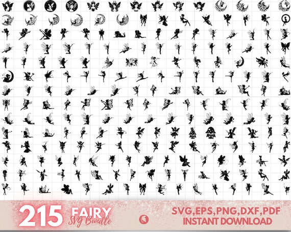 214 Fairy Silhouette SVG Bundle, Fairy Silhouette Svg, Fairy Clipart, Fairy Cricut, Fairy Vector, Fairies Svg, Digital Download