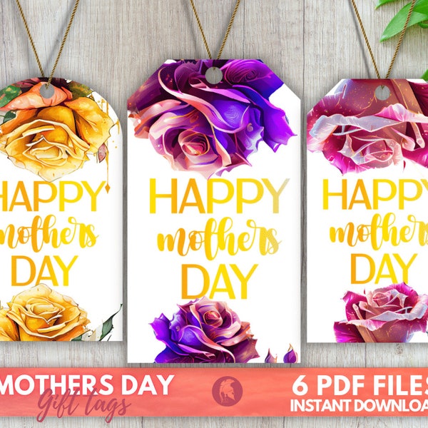 Mother's Day Gift Tags - ENGLISH & SPANISH / 3 Styles / Mother's Day Bright Floral / Mom Tags Printable / Download / Mothers Day Printable