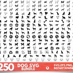 Dog SVG Bundle, Dog PNG Bundle, Dog Clipart, Dog SVG Cut Files For Cricut, Cute Dog Svg, Paw prints svg, Pet Svg, Dog house svg, Dog bone