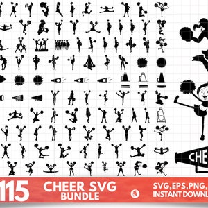 Cheer Silhouette | Cheer Cut Cheerleader SVG File Template | Cheerleading SVG | Cheer Megaphone SVG | Cheerleader Silhouette Cheer | Pom Svg