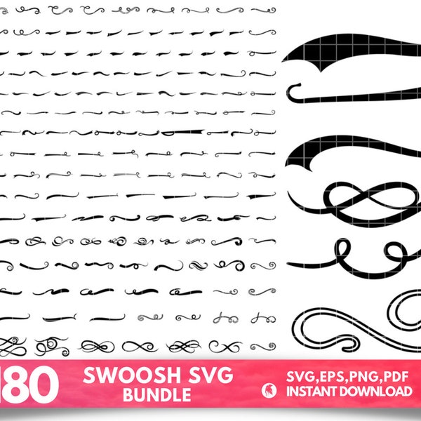 180+ Swirl SVG / Flourish SVG / Swoosh SVG / Stroke Svg / Ornaments Svg / Decorative Svg / Clipart / Silhouette / Cut file / Cricut