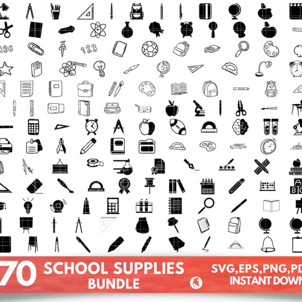 School Supplies SVG, Teacher SVG Bundle, Back to School SVG, Teacher School Supplies svg, Teacher svg, School Kit Svg, Cut Files for Cricut