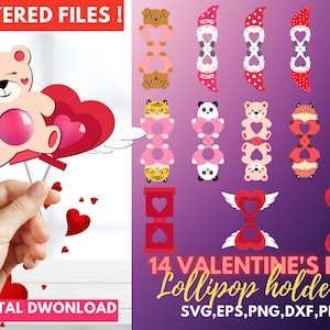 valentine Lollipop Holder SVG, Valentines Day Lollipop Holder Cut File, Candy Holder Svg, Funny Valentine Candy Holder, Kids Crafts Cut File