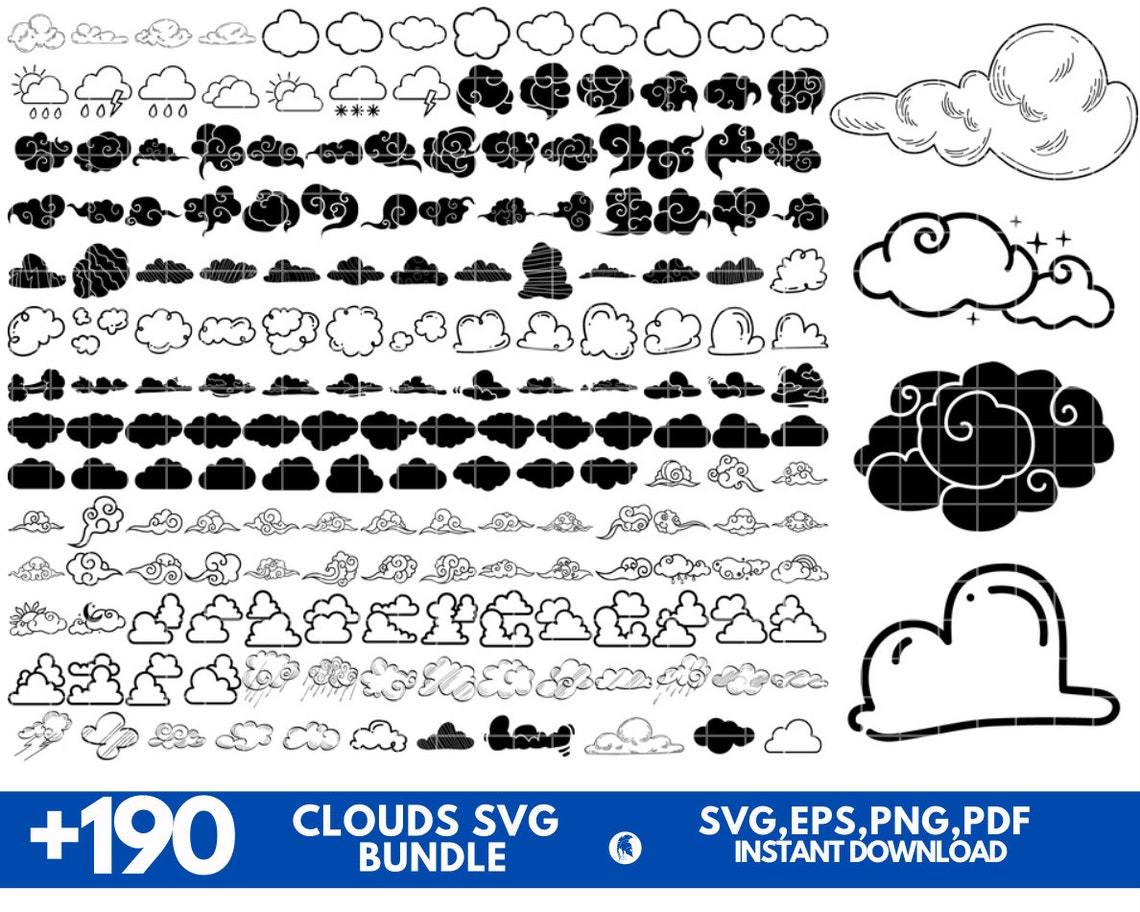 Clouds SVG, Cloud SVG, Clouds Bundle Svg, Cloud Clipart, Rain Cloud Svg ...