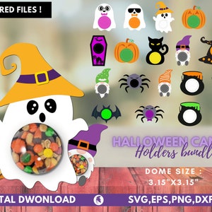 Halloween Candy Dome SVG Bundel, Halloween Candy Holder SVG, Candy Ornaments SVG, Chocolade houder svg, Party Favor, Trick or Treat Gifts