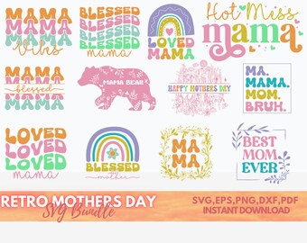 12 Retro Mama SVG Bundel, Retro Mom SVG, Mom Life Svg, Mom Shirt Designs, Mom Svg, Leopard Mama, Moederdag Svg, Cadeau voor mama Svg Png