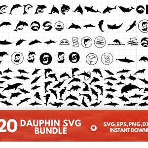 Dauphin SVG Bundle Dauphin PNG Bundle Dauphin Clipart Dauphin SVG couper des fichiers pour Cricut Dauphin Silhouette Sea Animals Svg image 1