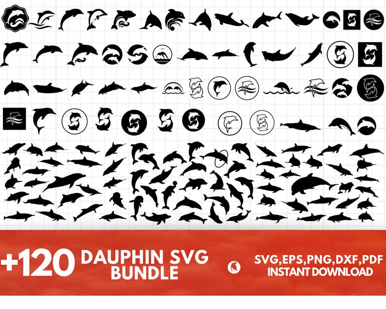 Dauphin SVG Bundle Dauphin PNG Bundle Dauphin Clipart Dauphin SVG couper des fichiers pour Cricut Dauphin Silhouette Sea Animals Svg image 1