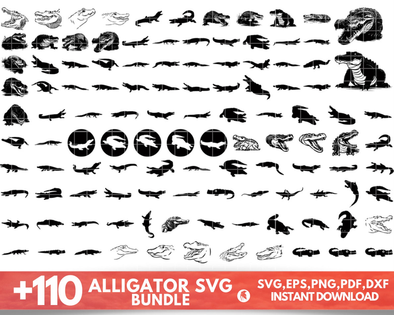 Alligator SVG Bundle, Reptile Svg, Alligator Dxf, Alligator Png ...