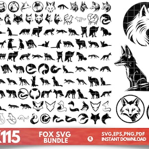 Fox SVG, Fox Bundle SVG Files, Fox SVG Layered, Fox Files for Cricut, Fox Clipart, Fox Svg, Fox Clipart, Woodland animals svg, Fox face svg.