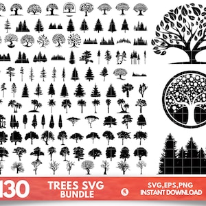 Tree SVG Bundle, Tree Silhouette svg, Tree SVG, Trees svg,Forest svg, Landscape svg,palm tree svg,Lasercut files,Tree Line svg,Pine Tree svg
