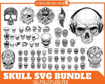 Skull SVG Bundle | skull with flowers svg file | messy bun skull svg | sugar skull girl svg file cricut file