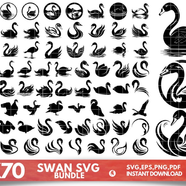 Swan SVG, Swan Cricut, Swan Svg Bundle, Swans Svg, Swan Monogram, Black Swan Svg, Swan Silhouette, Swan Cricut File, Swan Cut File, SVG, PNG