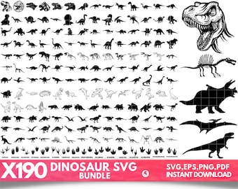 Dinosaur SVG Bundle - Dinosaur PNG Bundle - Dinosaur Clipart - Dinosaur SVG Cut Files for Cricut, Dinosaur Silhouette, Dinosaur Vector