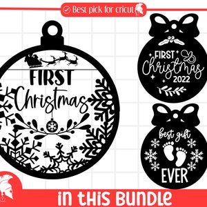 Baby First Christmas SVG, First Christmas Ornament SVG, Christmas Laser ...