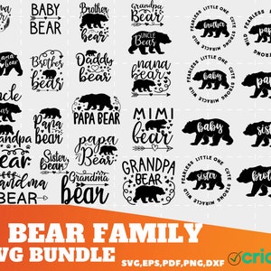 Pacote Bear Svg, Bear Family Svg, Floral Bear Svg, Family Bear Svg, Mama Bear Svg, Papa Bear Svg, Baby Bear Svg, Bear Cub Svg, silhueta