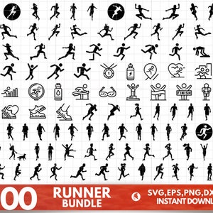 110 Runner SVG Bundle, Running People svg, Runner svg, Running Man svg, Running Woman svg, Runner dxf, Exercise Run svg, Marathon Run svg