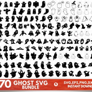 Ghost SVG Bundle - Ghost PNG Bundle - Ghost Clipart - Ghost SVG Cut Files for Cricut - Ghost Silhouette - Halloween Ghost Svg Png Files