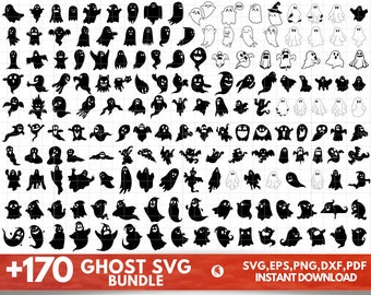 Ghost SVG Bundle - Ghost PNG Bundle - Ghost Clipart - Ghost SVG Cut Files for Cricut - Ghost Silhouette - Halloween Ghost Svg Png Files