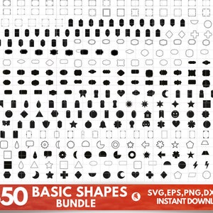 Basisvorm SVG Bundel, Basisvorm PNG Bundel, Basisvorm Clipart, Tag Svg, Label Svg, Banner Svg, Geometrische basisvorm, Naamlabels SVG