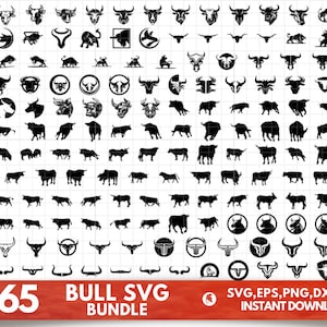Bull SVG Bundle, Bull PNG Bundle, Bull Clipart, Bull SVG Cut Files pour Cricut, Bull Silhouette, Bull Head Svg, Farm Animal Svg, Texas svg