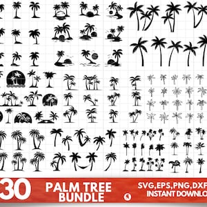 Palm Tree SVG Bundle - Palm Tree PNG Bundle - Palm Tree Clipart - Palm Tree SVG Cut Files for Cricut - Palm Tree Silhouette - Palm Trees Svg