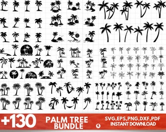 Palm Tree SVG Bundle - Palm Tree PNG Bundle - Palm Tree Clipart - Palm Tree SVG Cut Files for Cricut - Palm Tree Silhouette - Palm Trees Svg
