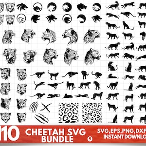 110 cheetah SVG Bundle - Cheetah PNG Bundle - Cheetah Clipart - Cheetah SVG Cut Files For Cricut - Cheetah Silhouette - Cheetah Head Svg