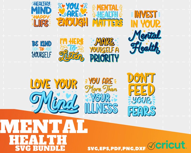 Mental Health SVG Bundle Inspirational Svg Positive SVG - Etsy