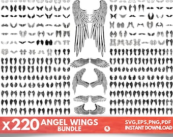 Engel Flügel SVG Bundle, Engel Flügel ClipArt, Flügel geschnitten Datei für Silhouette, Engel Flügel Bundle, Flügel SVG Png Dxf, Gedenk svg, rip svg