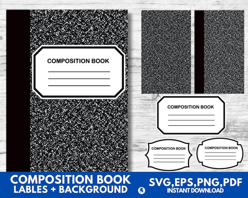 Composition Book Svg, Composition Book Cover, Notebook Template ...