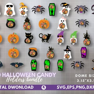 Halloween Candy Dome SVG Bundle, Halloween Candy Holder SVG, Candy Ornaments SVG, Chocolate holder svg, Party Favor, Trick or Treat Gifts
