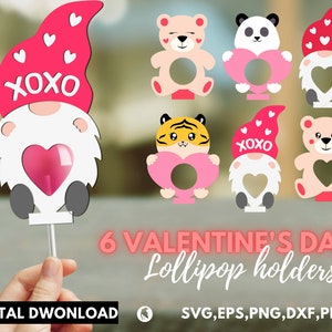 Valentine Lollipop Holder SVG, Valentines Day Lollipop Holder Cut File, Candy Holder Svg, Funny Valentine Candy Holder, Kids Crafts Cut File