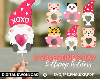 Valentine Lollipop Holder SVG, Valentines Day Lollipop Holder Cut File, Candy Holder Svg, Funny Valentine Candy Holder, Kids Crafts Cut File
